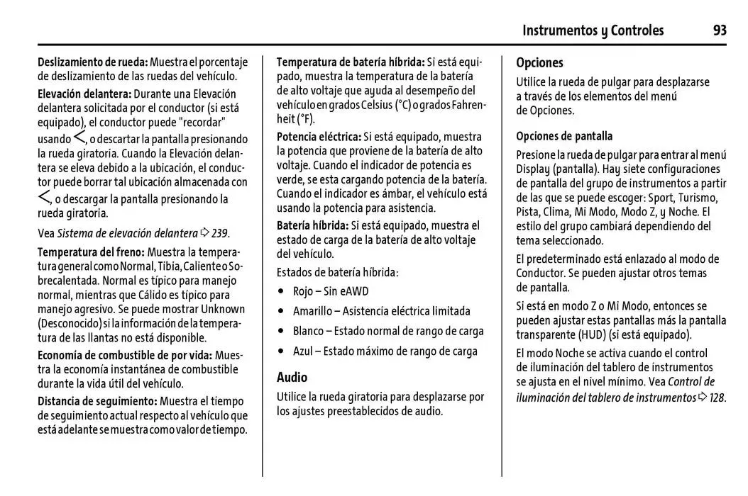 Catálogo de Chevrolet Corvette Stingray Manual del propietario 22 de enero al 31 de diciembre 2025 - Pagina 94