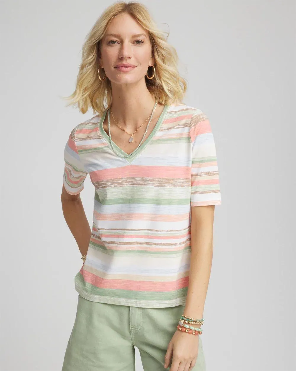 Perfect Multi-Striped V-Neck Tee