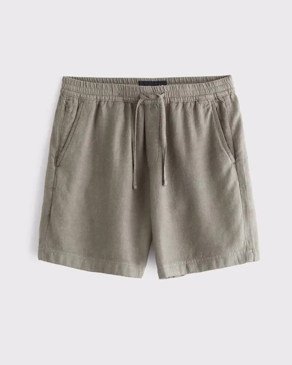 Relaxed Tailored Linen-Blend Pull-On Short