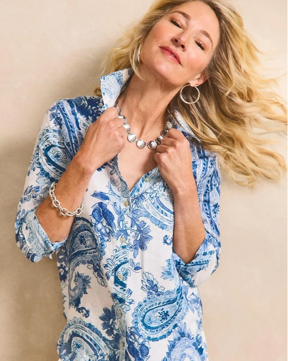 No Iron\u2122 Paisley Linen Shirt