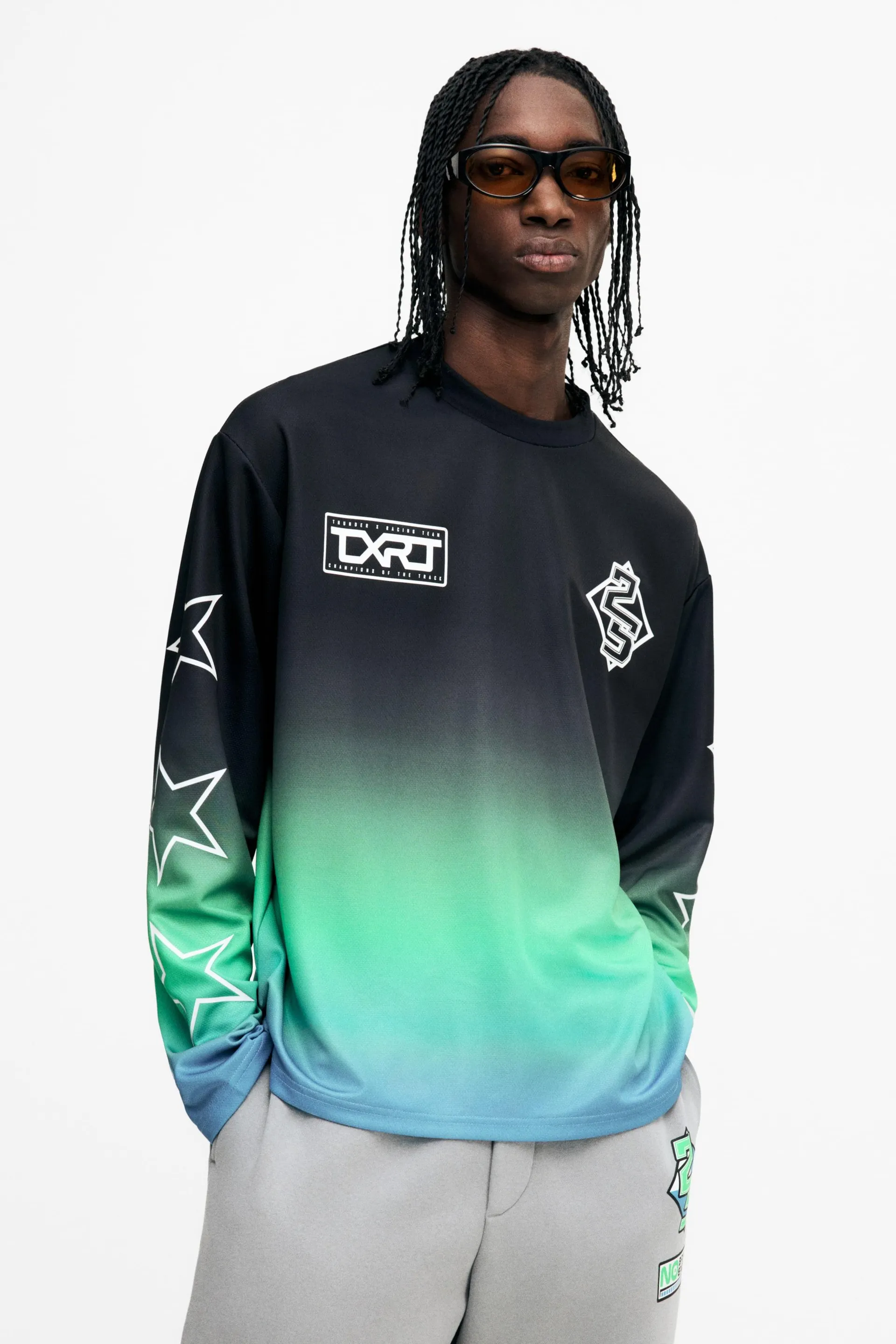 Playera Loose Fit de manga larga en malla