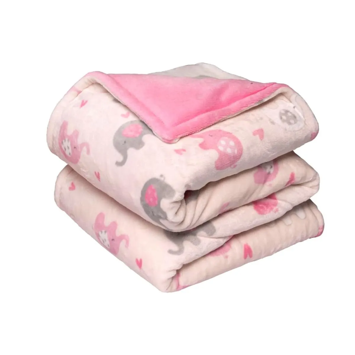 COBERTOR ALASKA ELEFANTES ROSAS