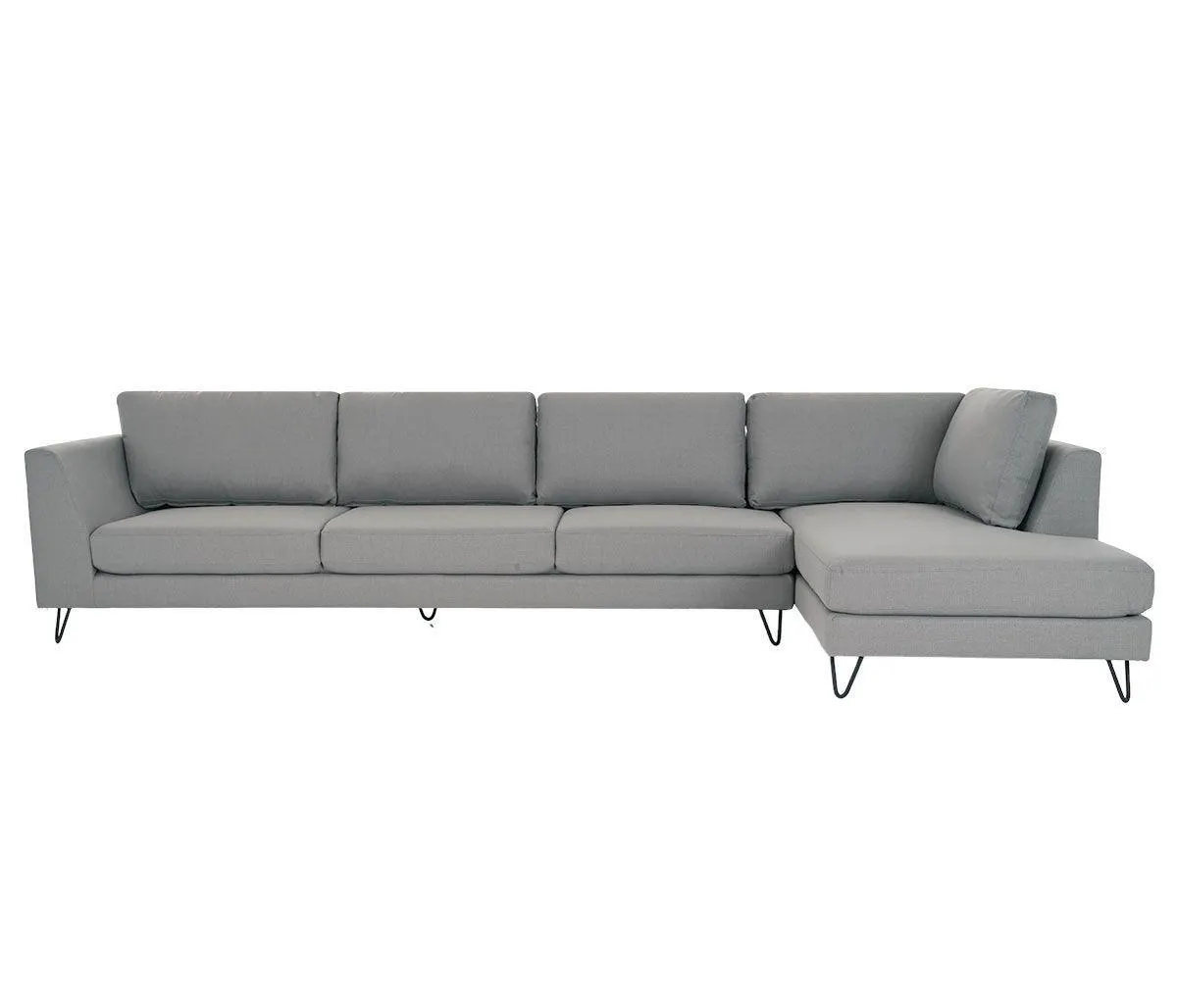 Sala esquinera derecha 4 cuerpos Yoco pata negra - Gris