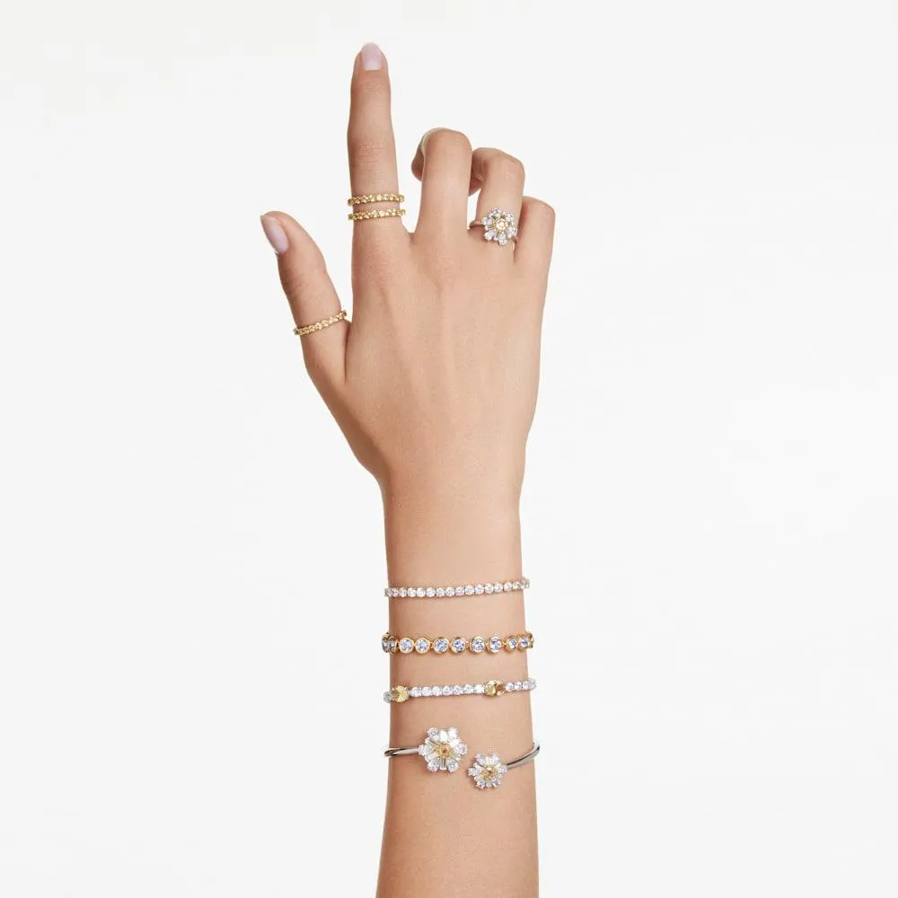 Pulseira Imber, Lapidação redonda, Branca, Revestido em dourado