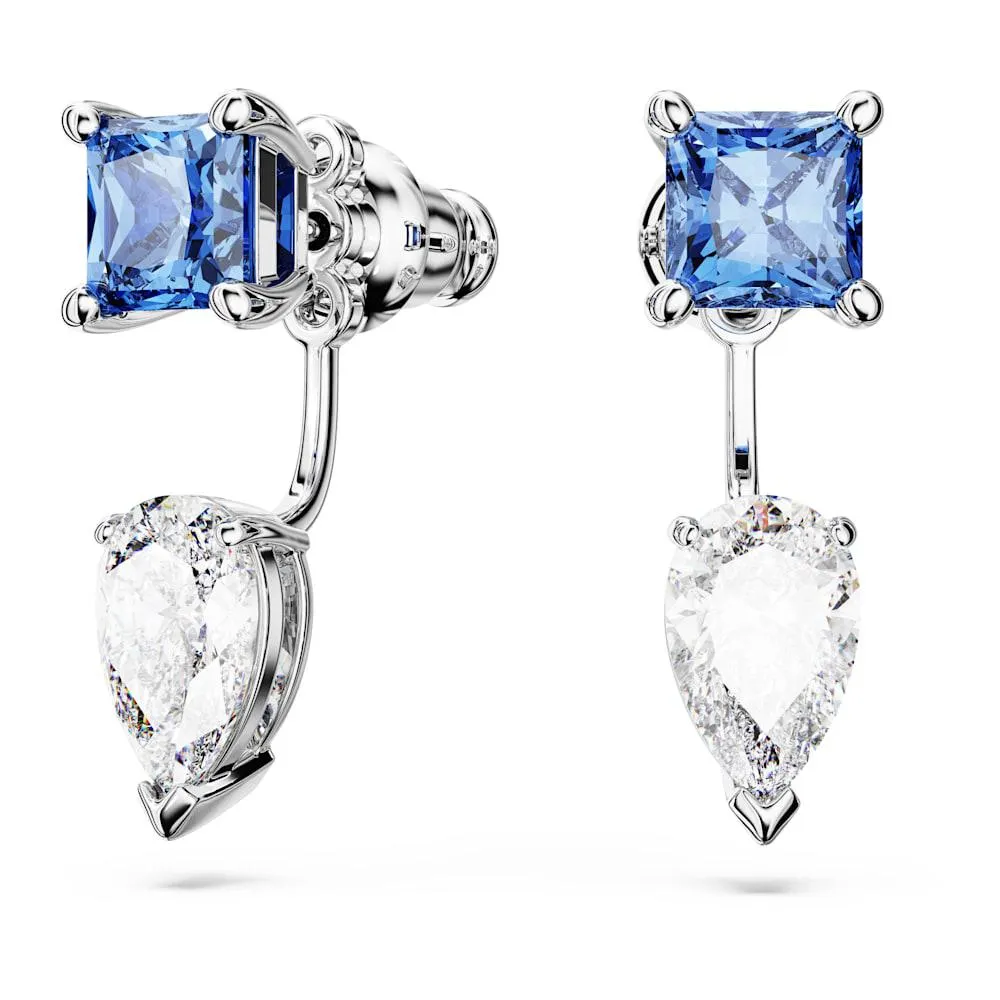 Pendientes ear jacket Mesmera, Tallas mixtas, Desmontable, Azules, Baño de rodio