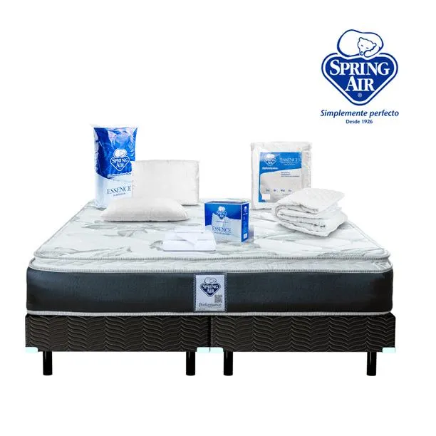 Paquete Colchon King Size + 2 Almohadas + Box + Cubre Colchon + Sabanas Spring Air Smith