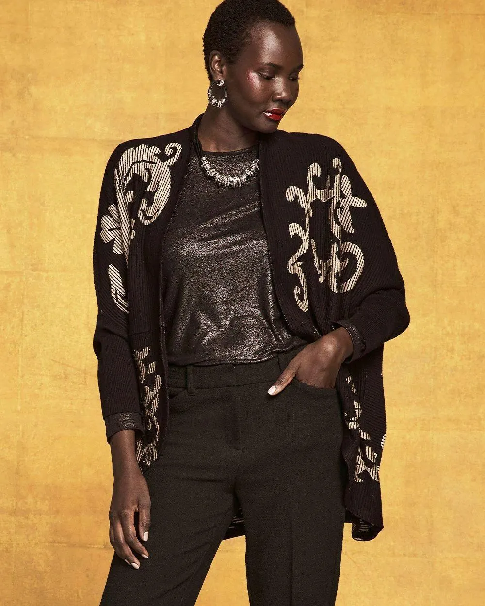 Ottoman Jacquard Cocoon Cardigan