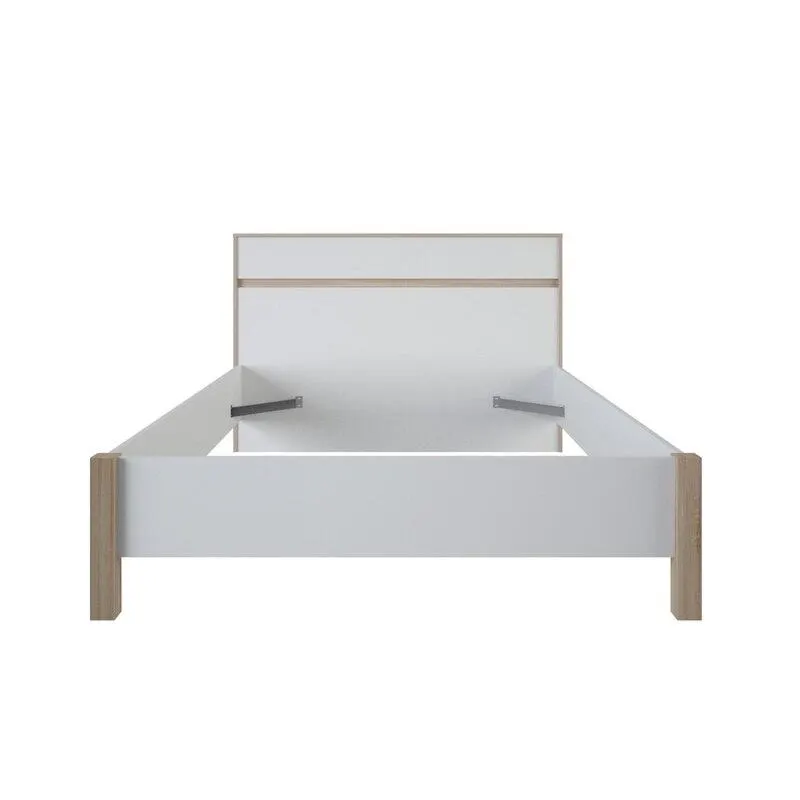 Cama Matrimonial Selena - Blanco y Roble