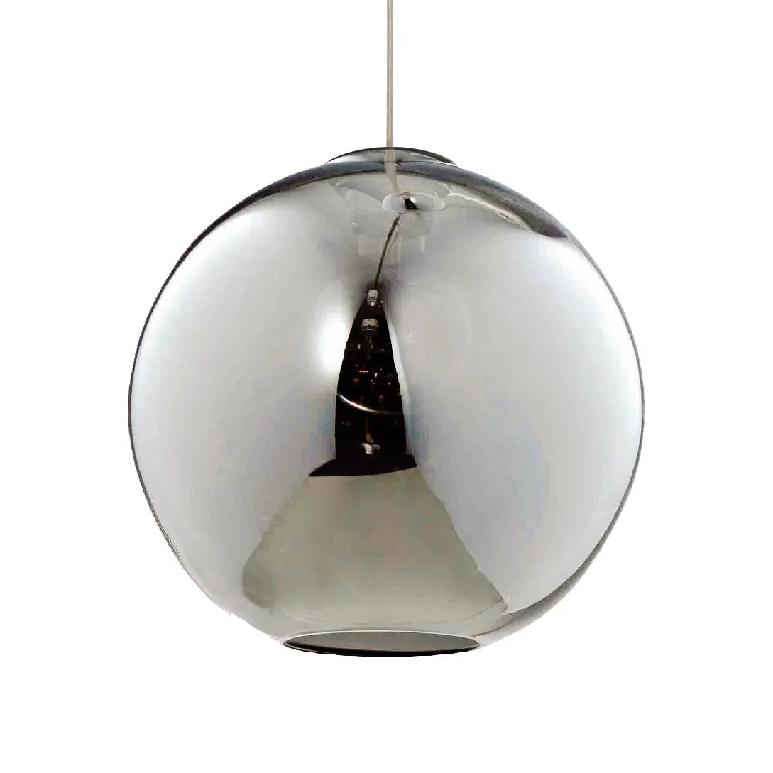 Lámpara colgante esferica con cuerpo de cristal humo de 45cm con cable de 3m