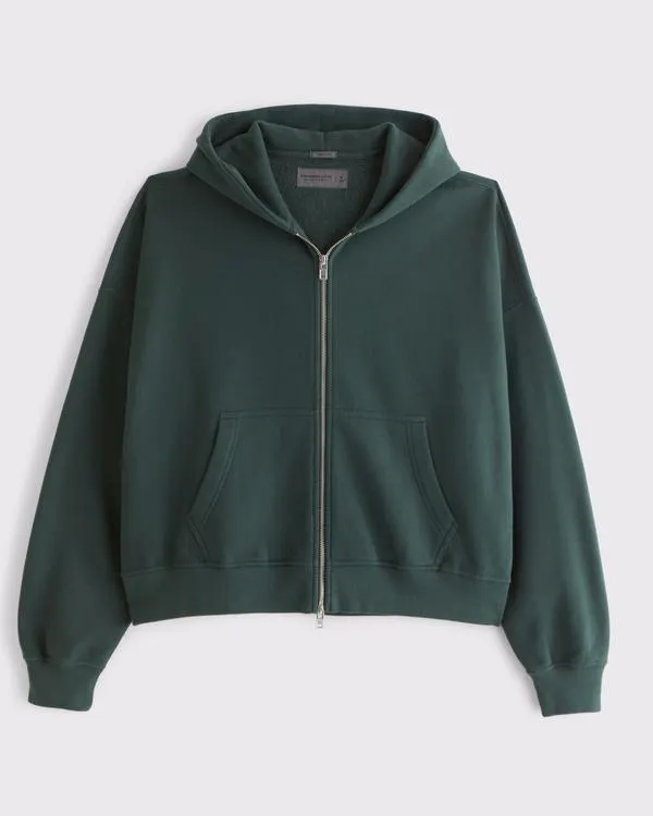 Essential Cropped Full-Zip Hoodie