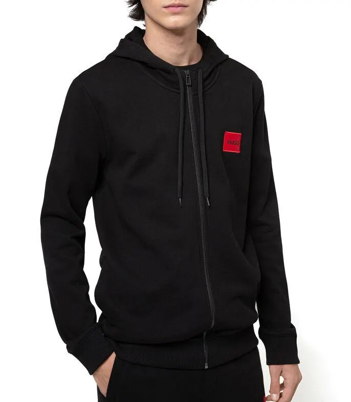 Sudadera HUGO con cremallera integral en felpa de algodón con parche de logo Hombre
