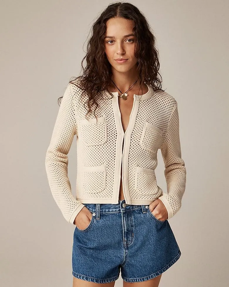 Open pointelle-stitch cardigan