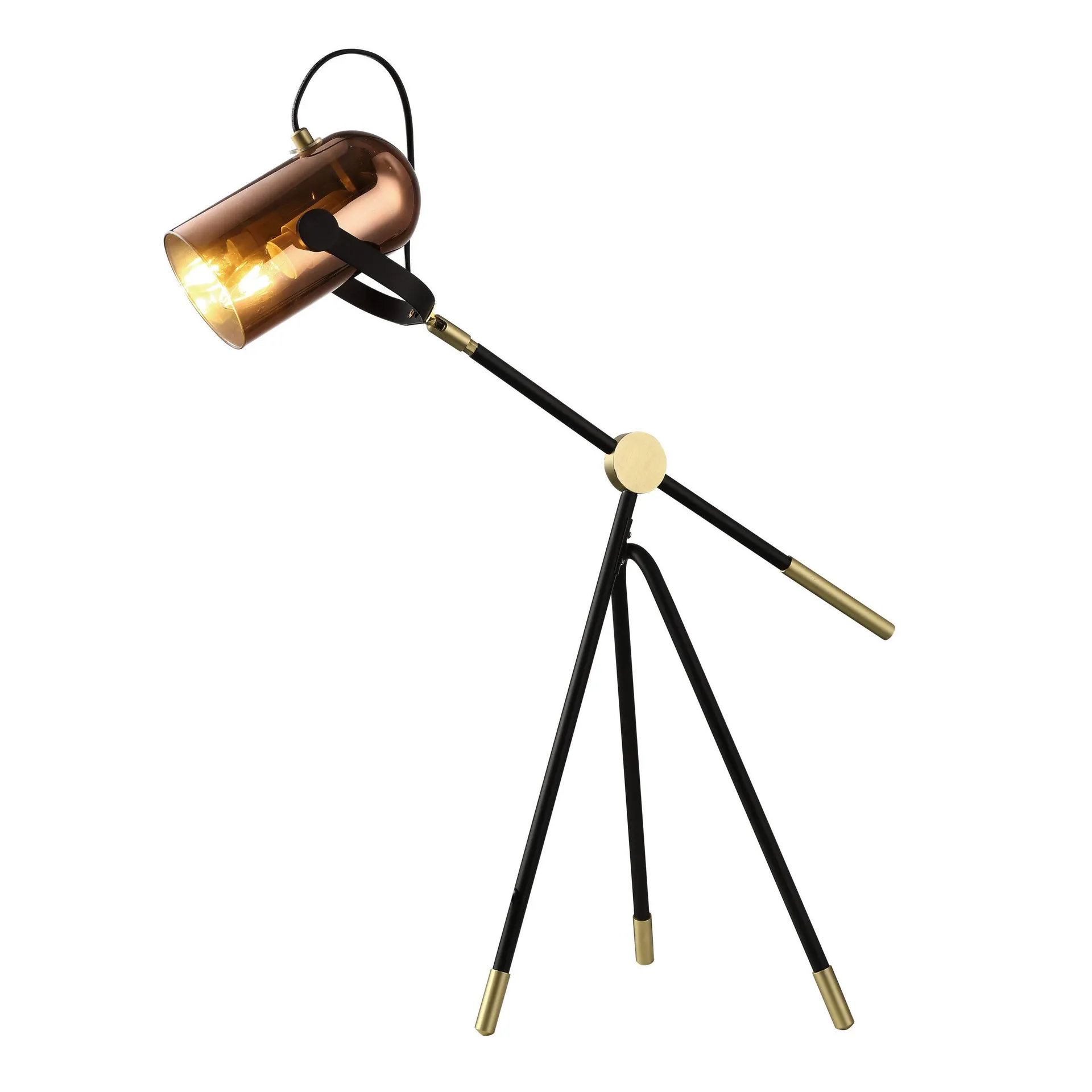 Lámpara de mesa color cobre y dorado tripie 60W, base E26, 90-130V PIXEL