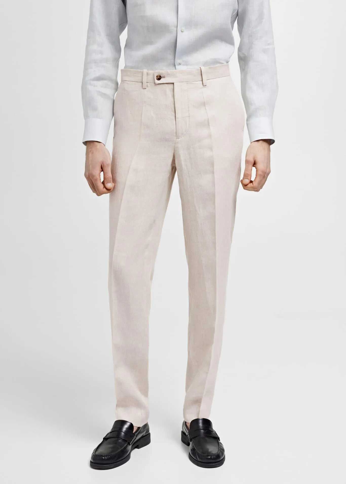 Pantalón traje slim fit 100% lino