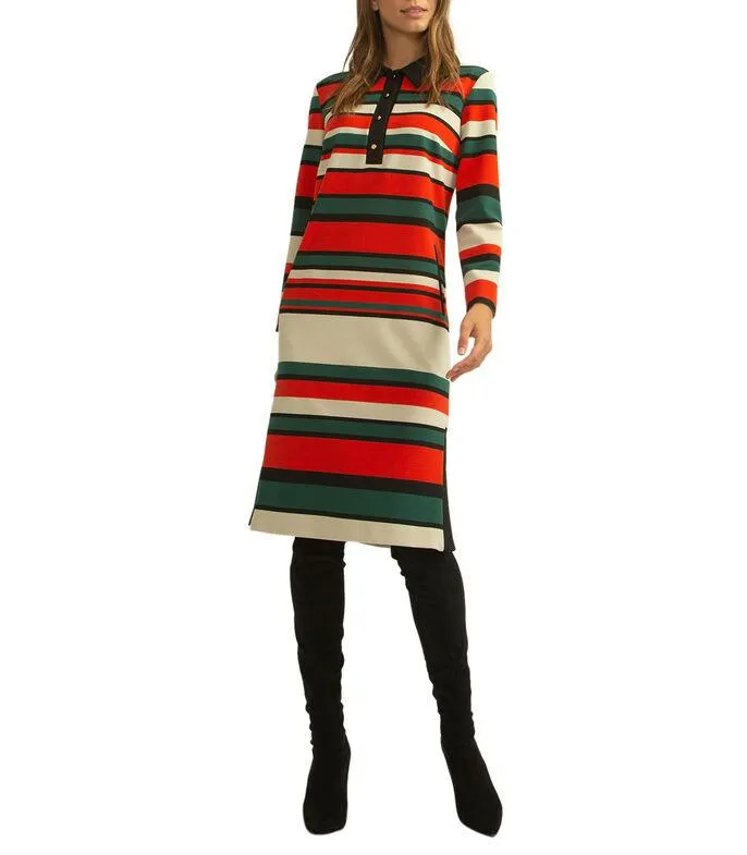 Vestido tipo Polo Midi con rayas Mujer