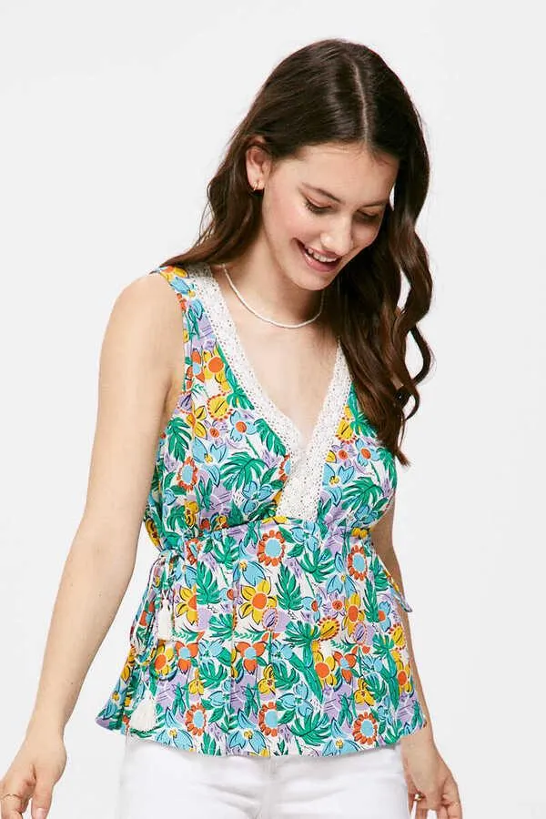 Blusa Escote Lace Estampada