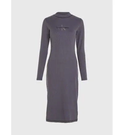 Vestido Calvin Klein Monologo Midi Mujer Gris