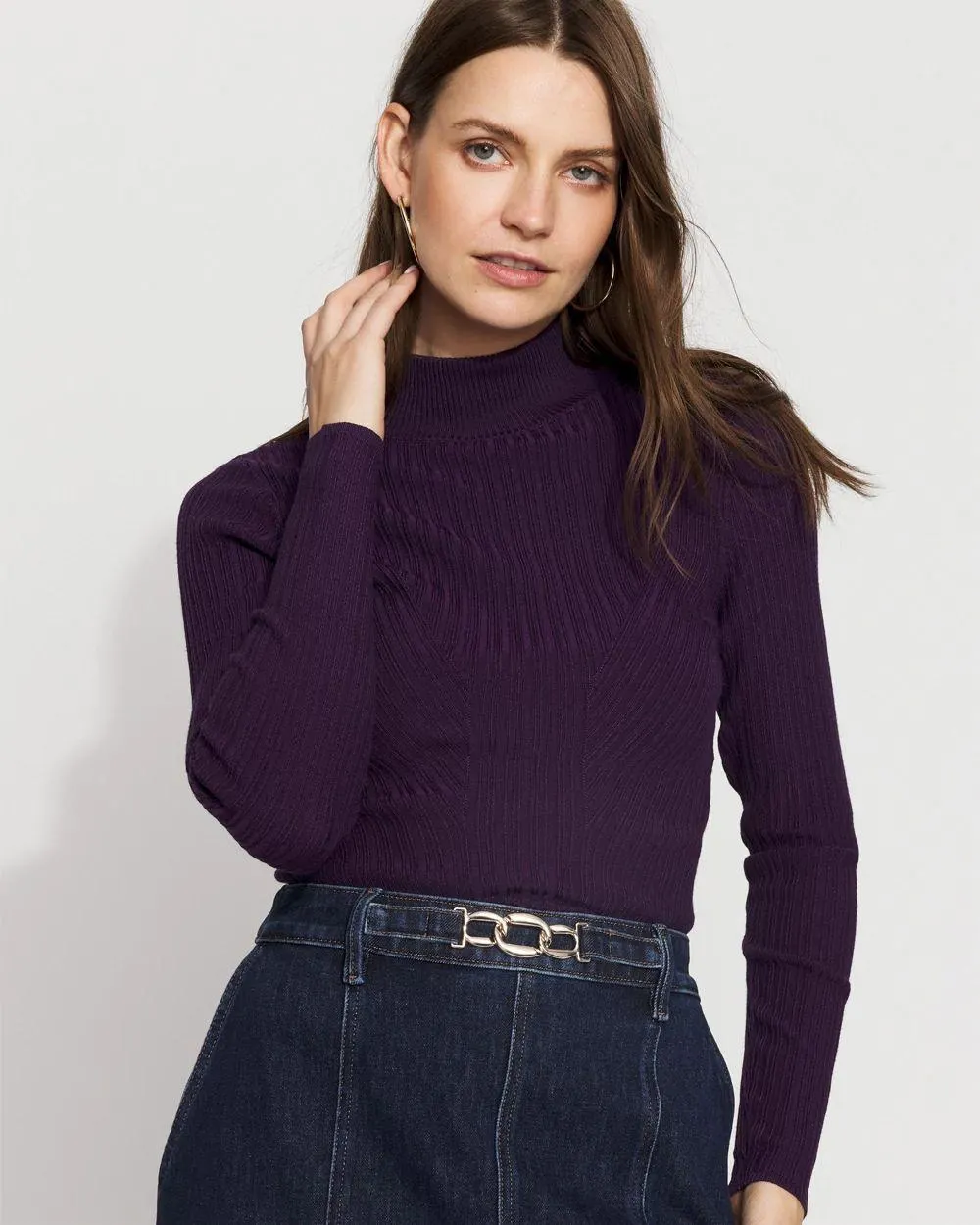 Essential Mock Neck Rib Sweater