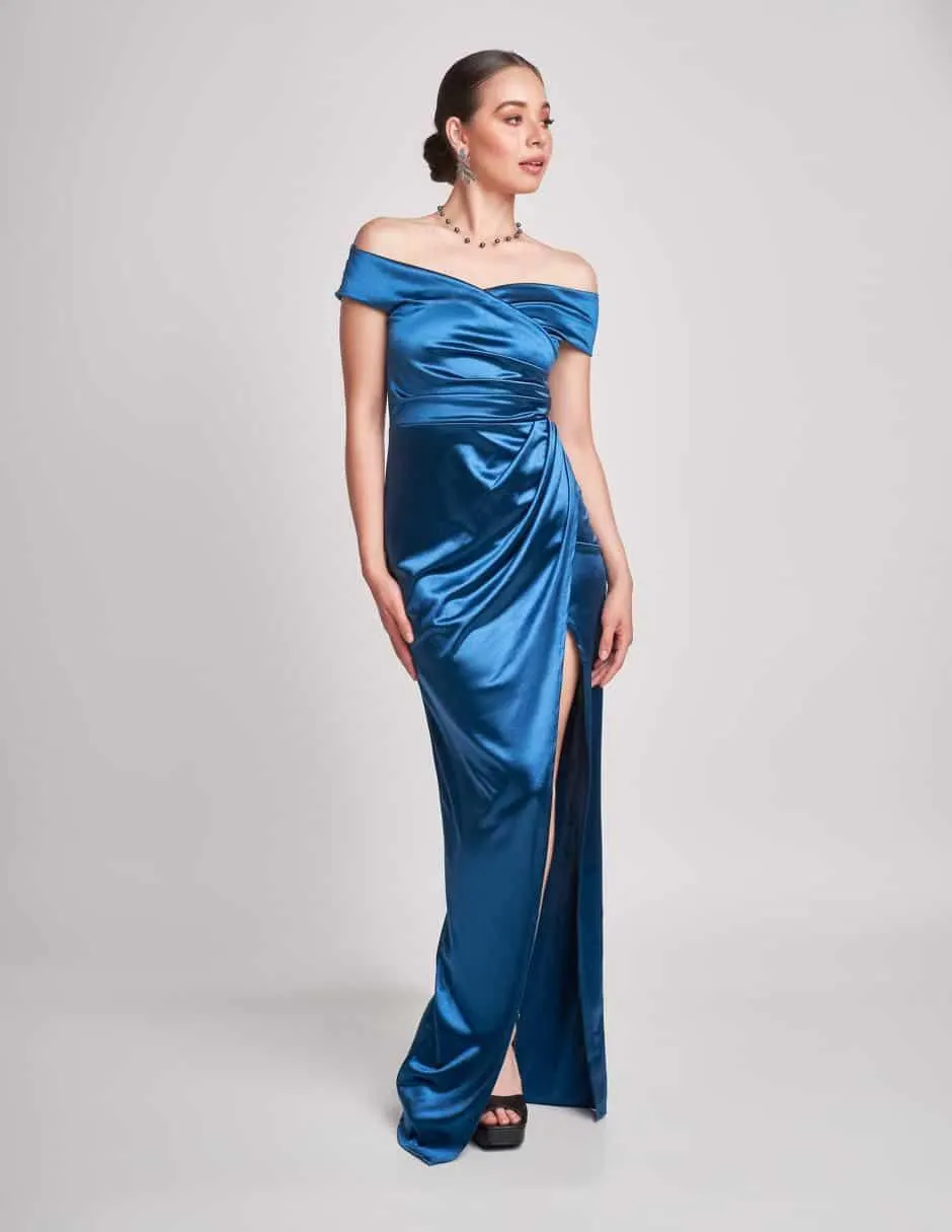 Vestido largo de fiesta Devendi escote medio