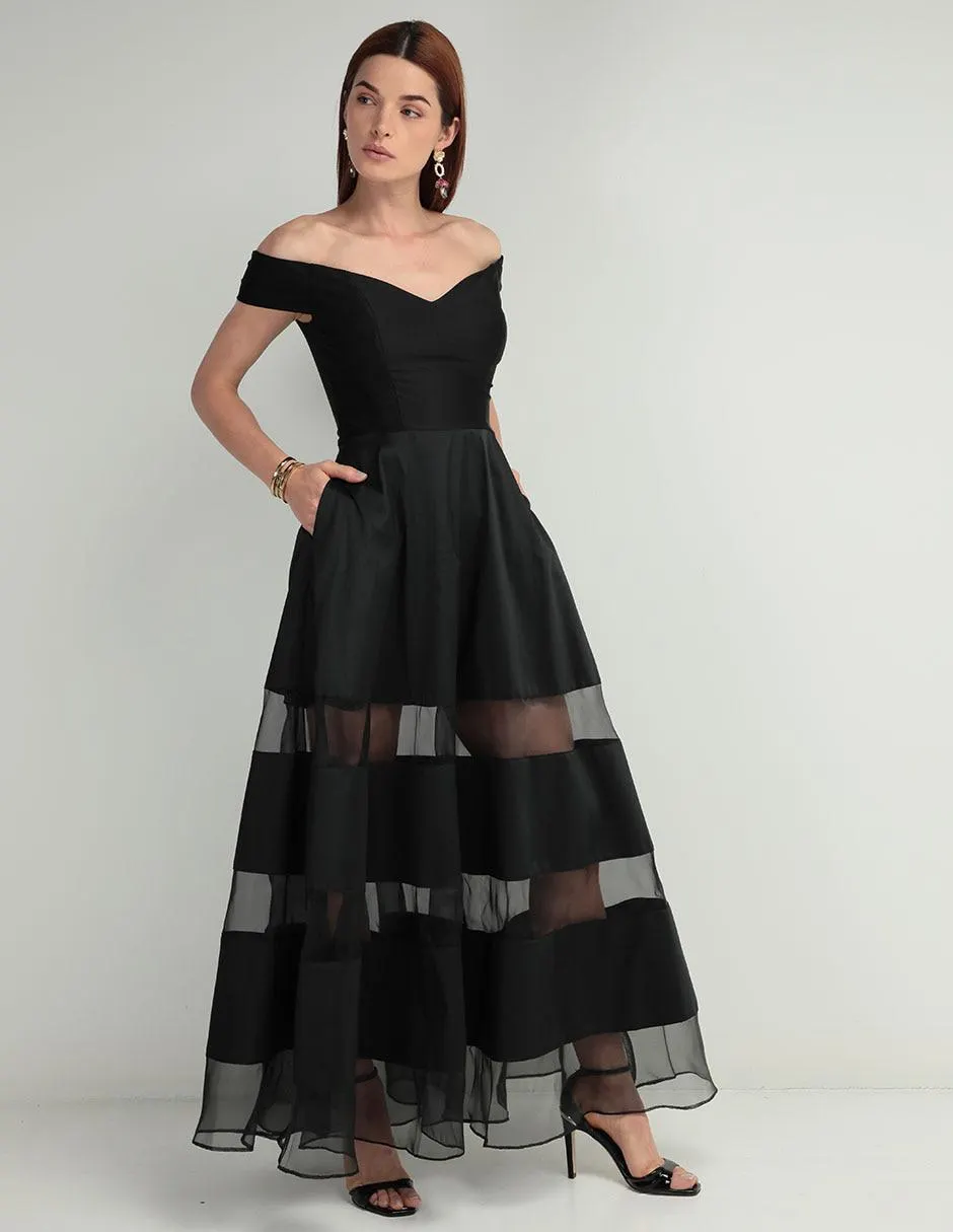 Vestido largo de fiesta Rue de la Paix escote bardot