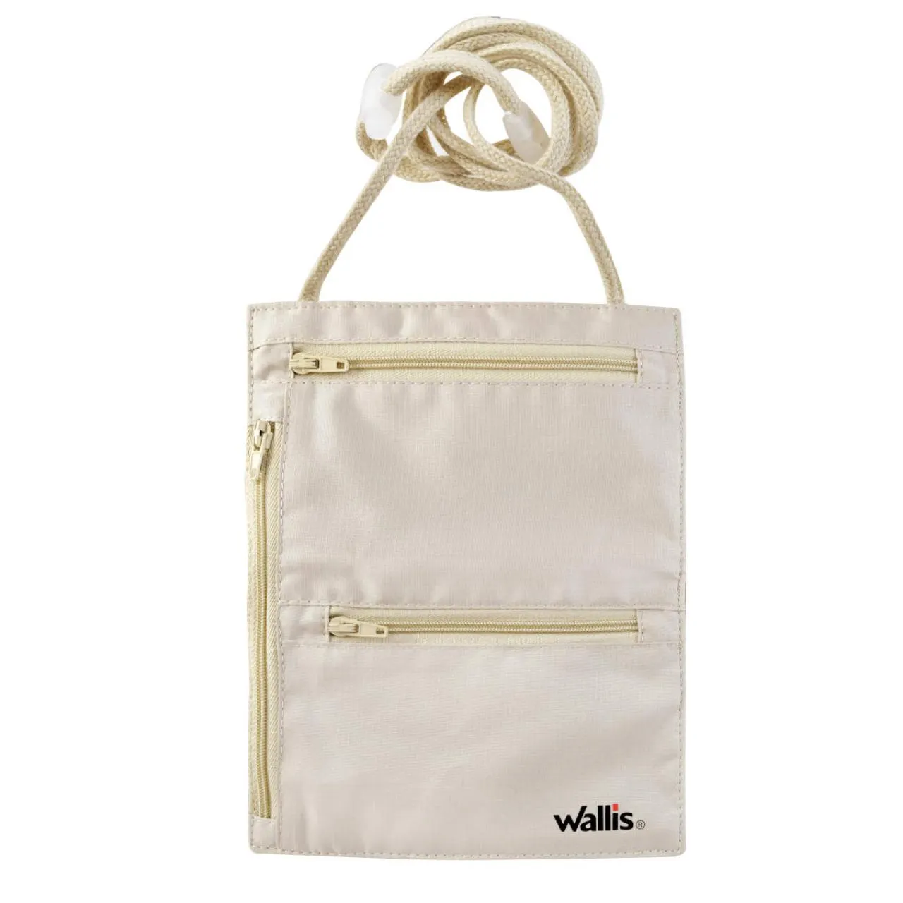 Cartera de seguridad, cordón para colgar ajustable, 100% poliéster, beige