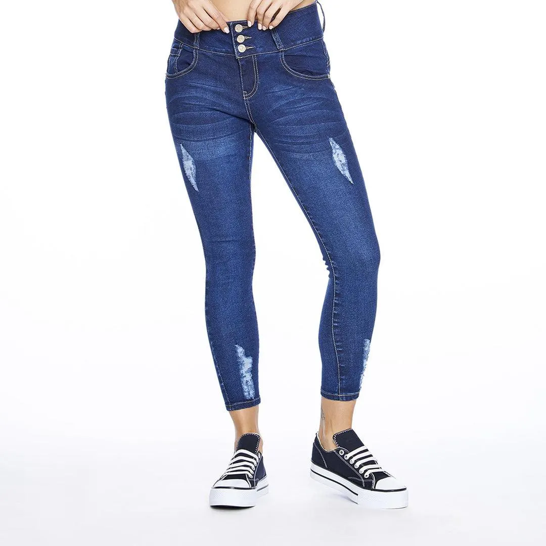 Jeans Para Mujer Skinny Rasgado Ajustado Push Up Básico