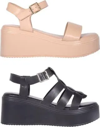 kit sandalia plana monocolor