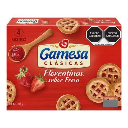Galletas Gamesa Florentinas Sabor Fresa 332 Gr Con 4 Piezas
