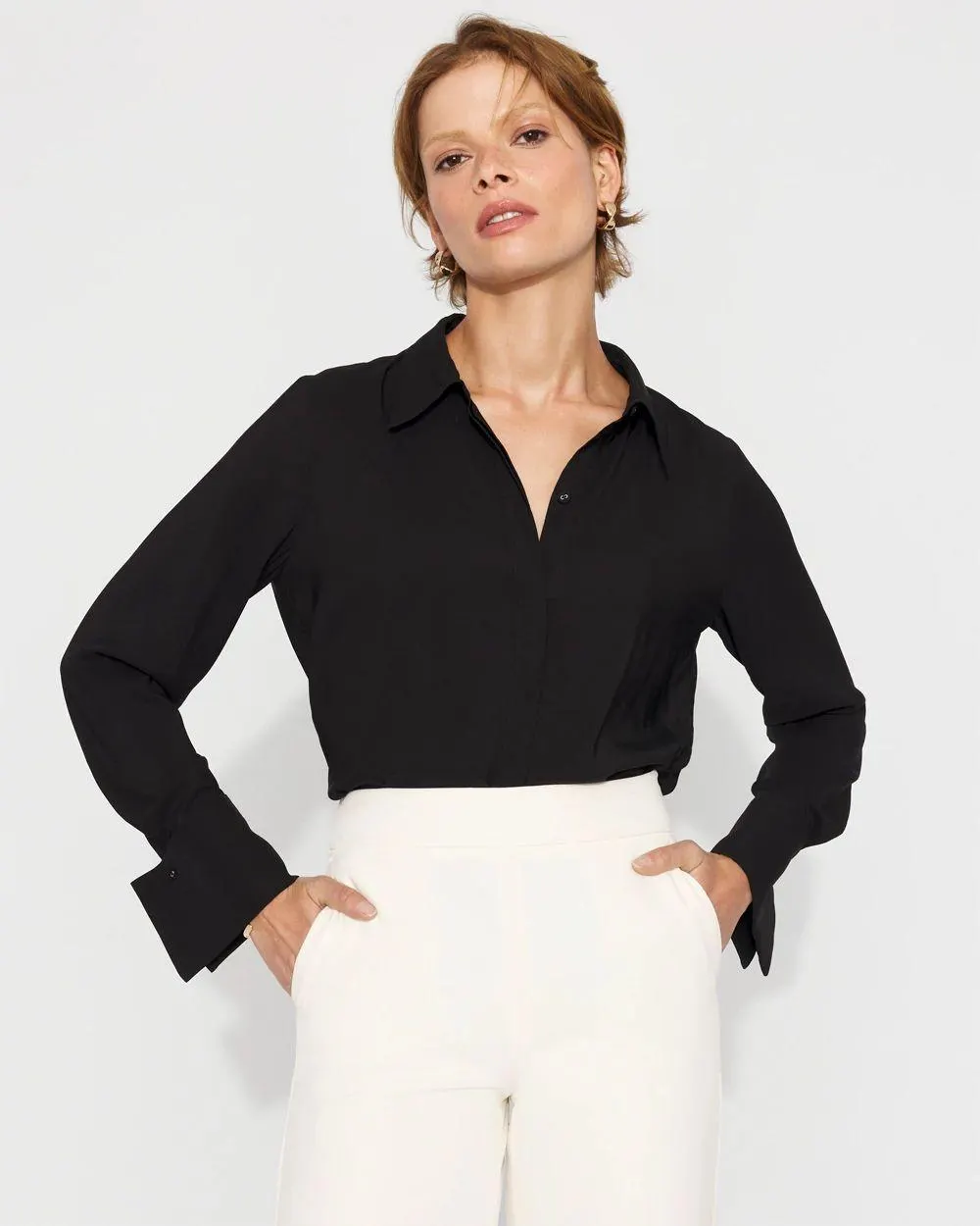 Satin Tuxedo Cuff Shirt