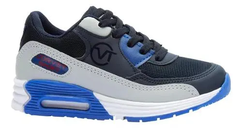 Tenis Para Niños Deportivos Myke Marino/gris Casual Fareli