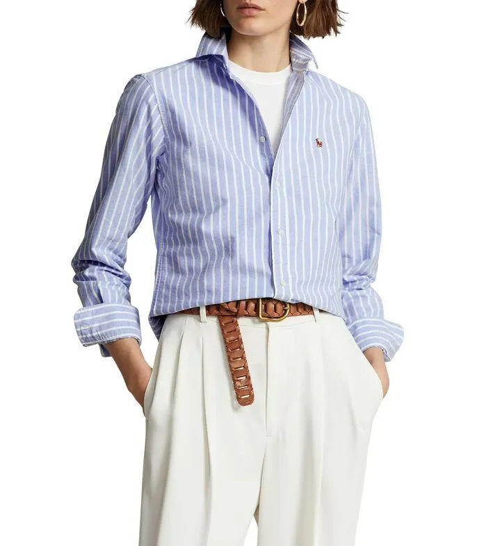 Camisa rayada manga larga Mujer