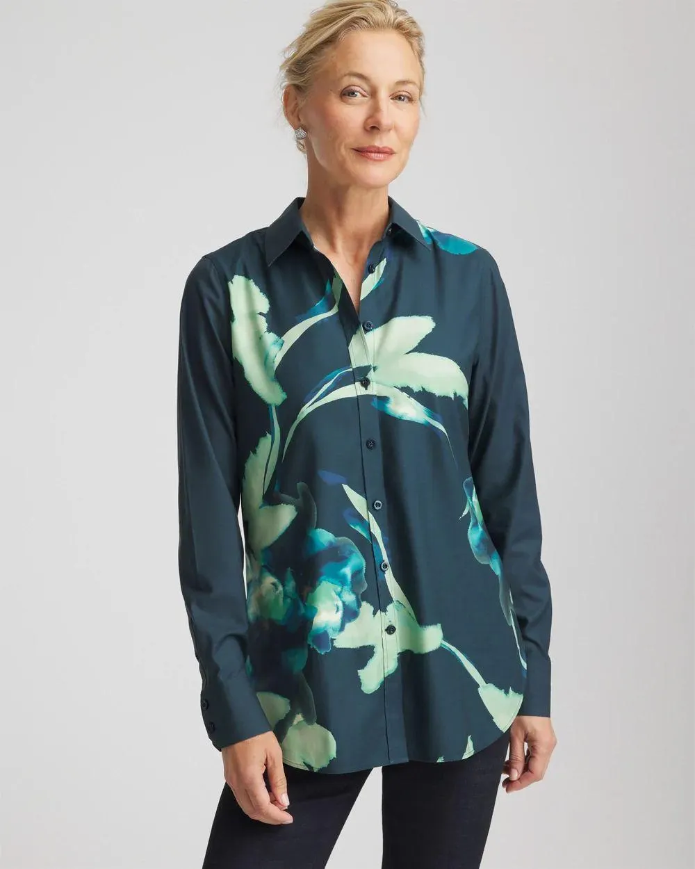 No Iron ™ Glacial Flora Sateen Shirt