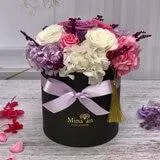 Mina'an Flor Eterna, Bouquet Mix Lila, Caja Negra, Duración 6 Meses