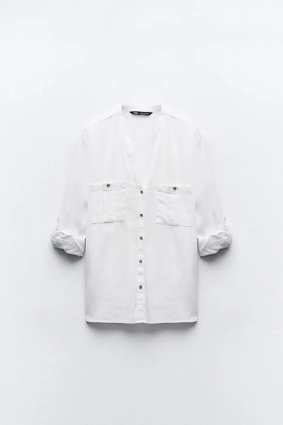 CAMISA MANGA REMANGADA CON LINO