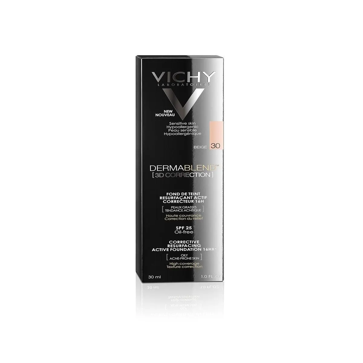 Vichy Dermablend Coverflow 3D #30 Beige, Alta cobertura y duración, 30ml