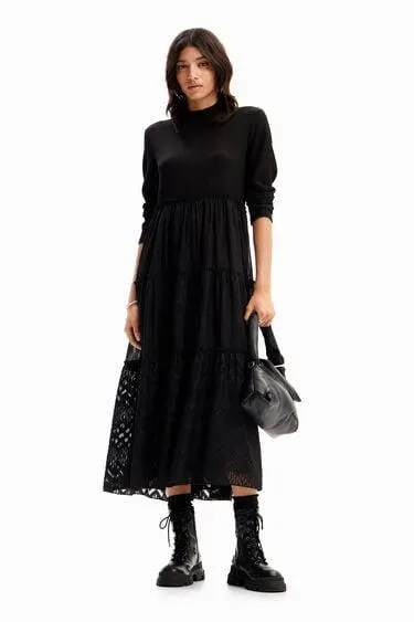 Vestido midi combinado