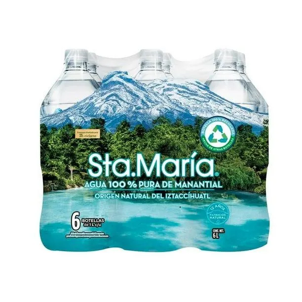 Agua de manantial Sta. María 6 botellas de 1 l c/u