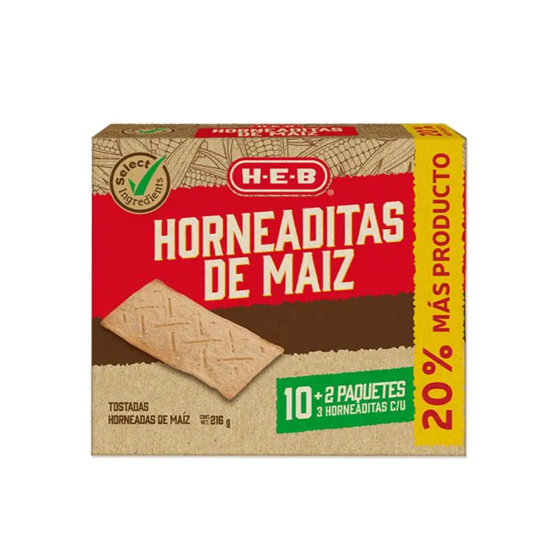 HEB Horneaditas de Maiz Natural 20% 216 g