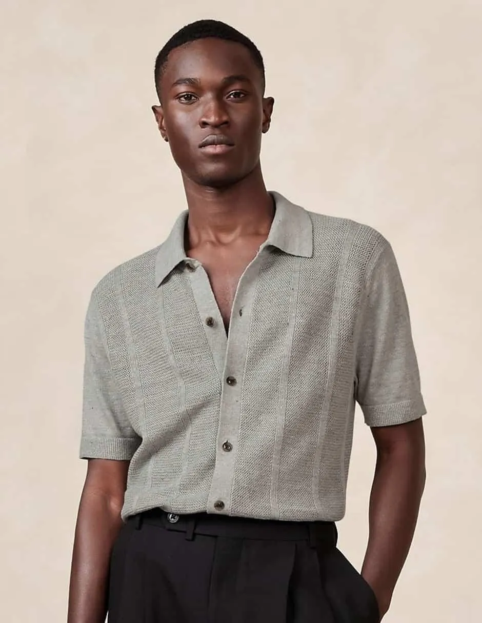 Camisa casual de lino manga corta para hombre