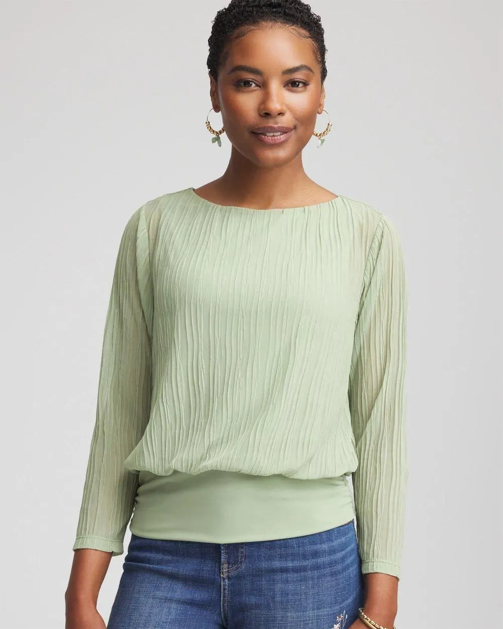 Touch of Cool ™ Textured Banded-Hem Top