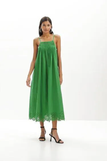 Vestido midi popelín pliegues