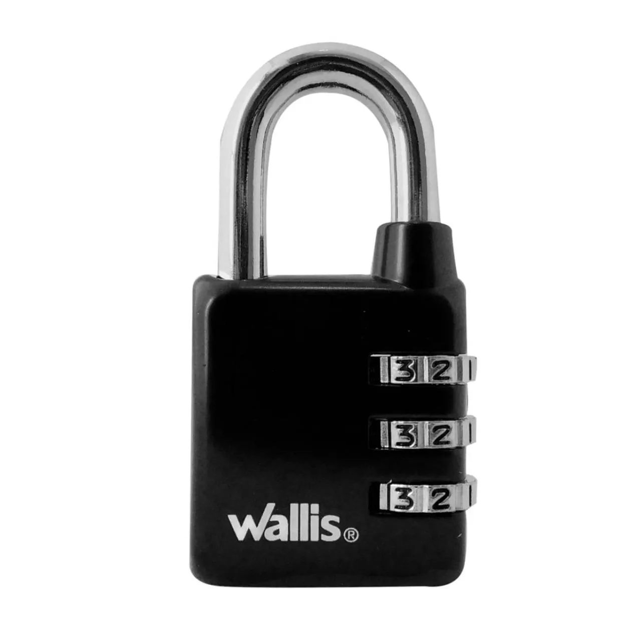 Candado de combinación con arco grueso, combinación 3 discos, negro