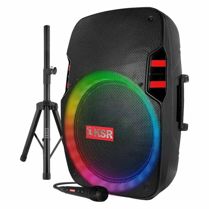 Bafle Profesional Recargable 15” 25000 PMPO Tripié y Micrófono