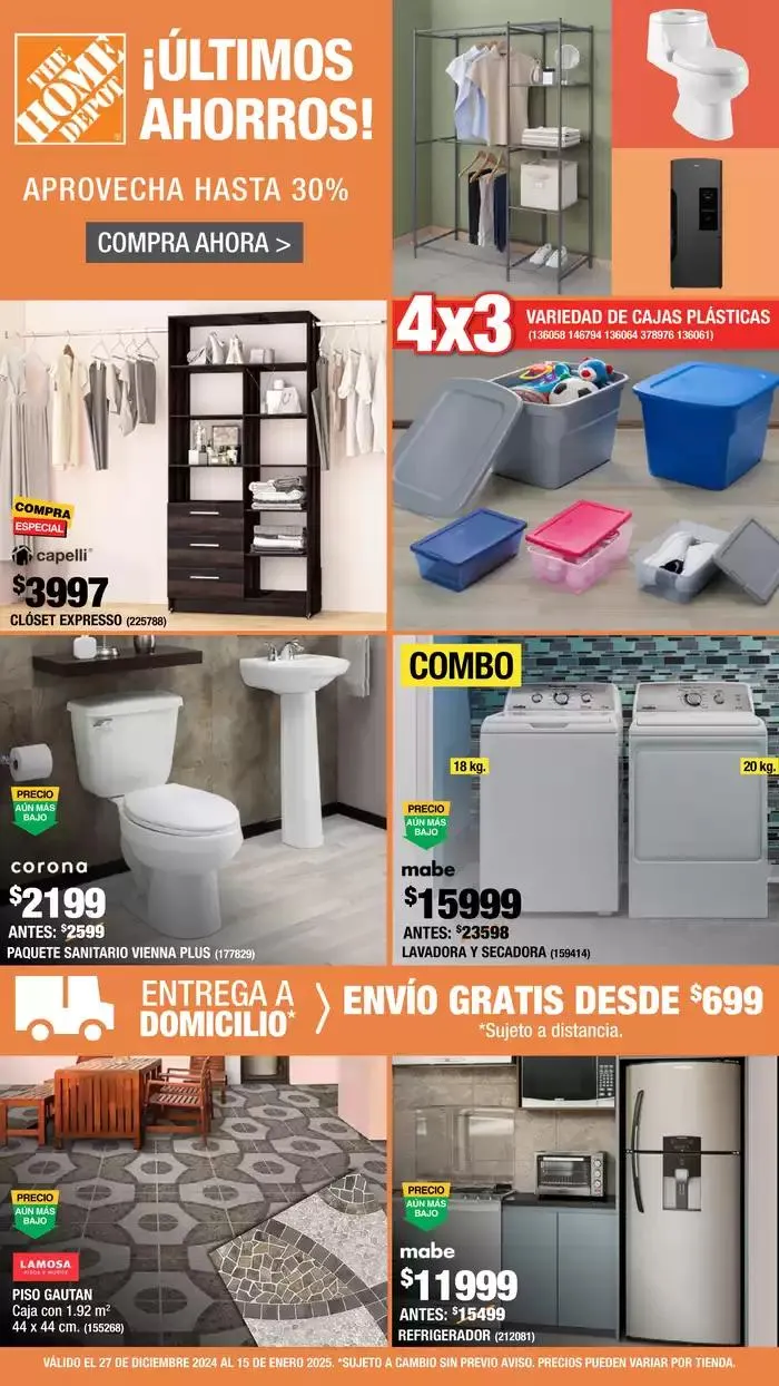 Catálogo de ¡Últimos ahorros! The Home Depot 27 de diciembre al 15 de enero 2025 - Pagina 1