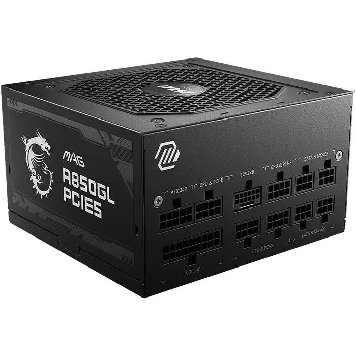 Fuente de Poder PC 850W Gamer MSI MAG A850GL PCIE5 80 Plus Gold Modular