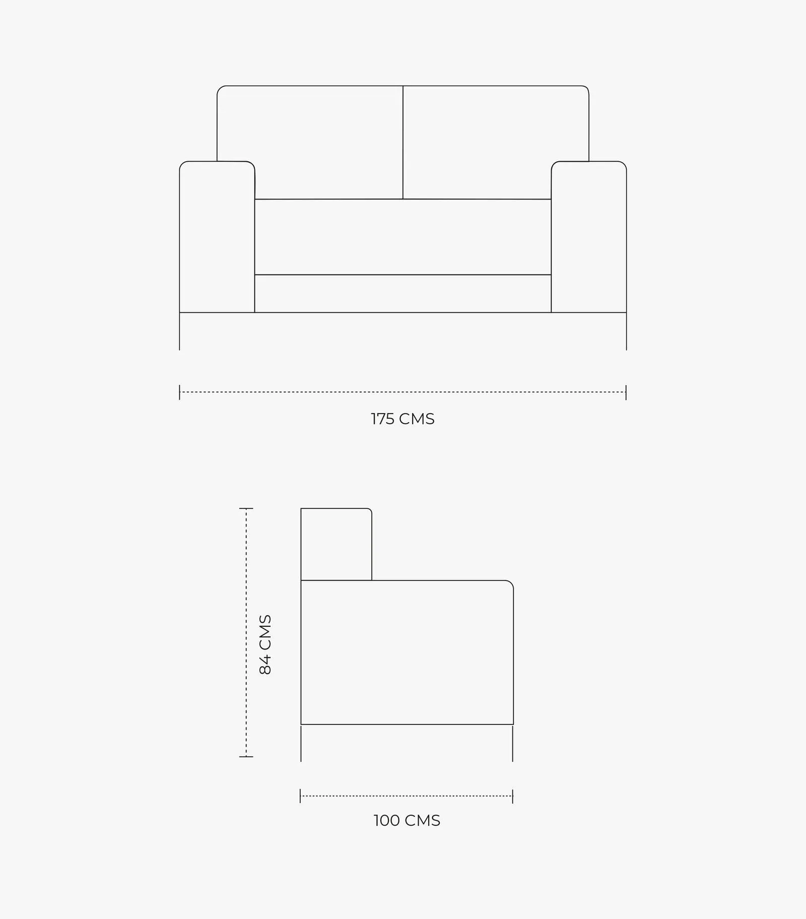 Love Seat Medoc de tela color gris