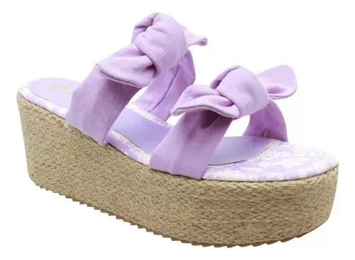 Sandalias Dama Plataforma Mujer Flores Corky Lila Fareli