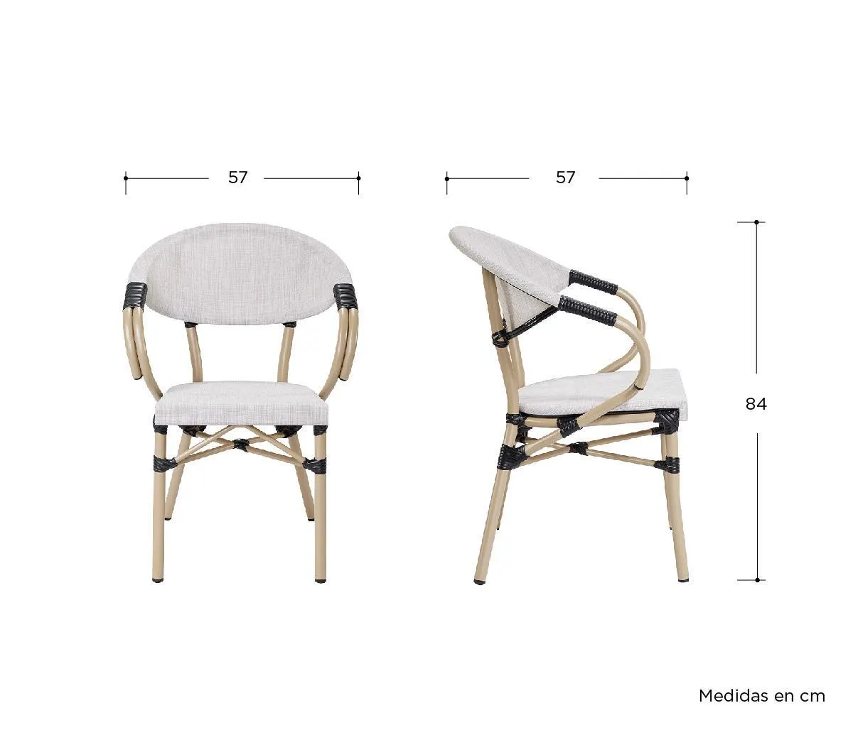 Silla Bistro con brazos - Gris