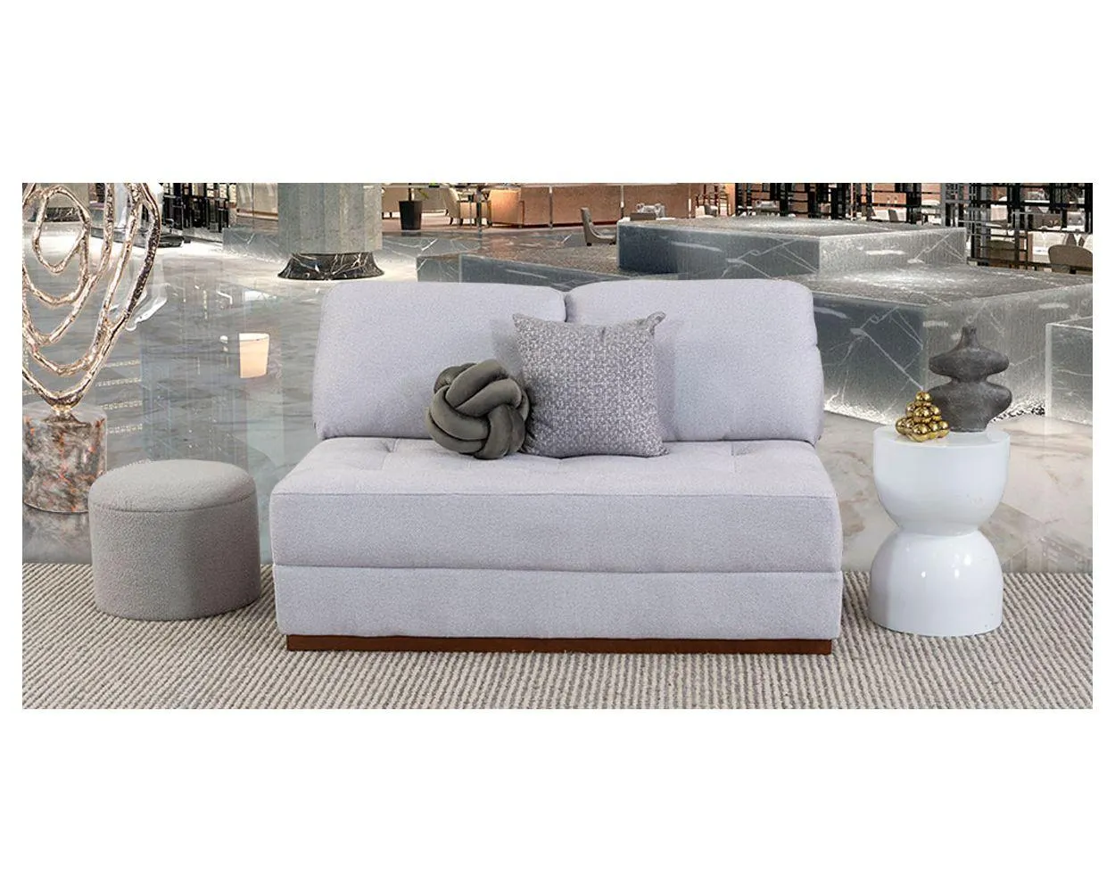 Sofá 2 Plazas Sin Brazos Tifany Plus Blanco