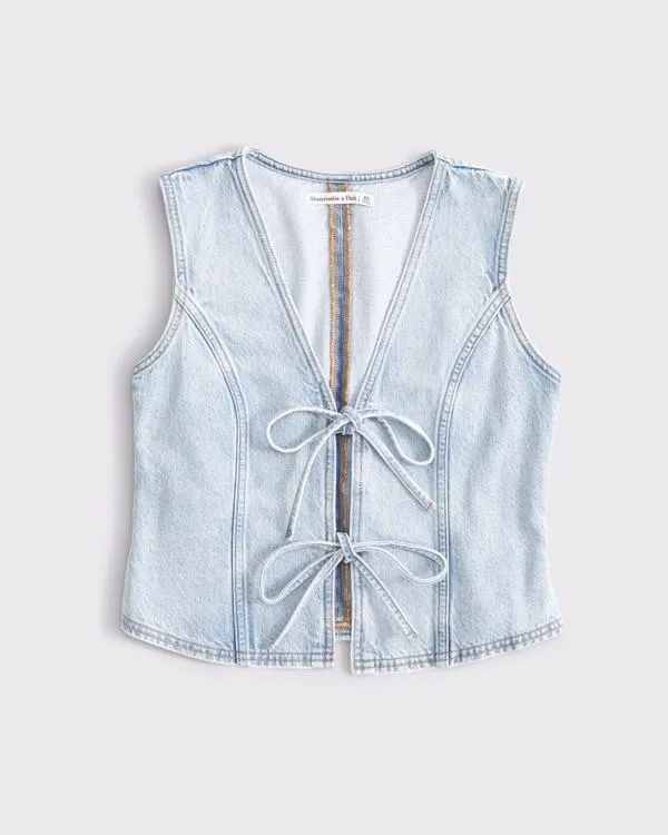 Tie-Front Denim Vest